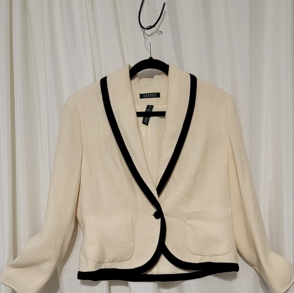 Lauren: Vintage Ralph Lauren  Linen Women Business Jacket - Picture 8 of 9